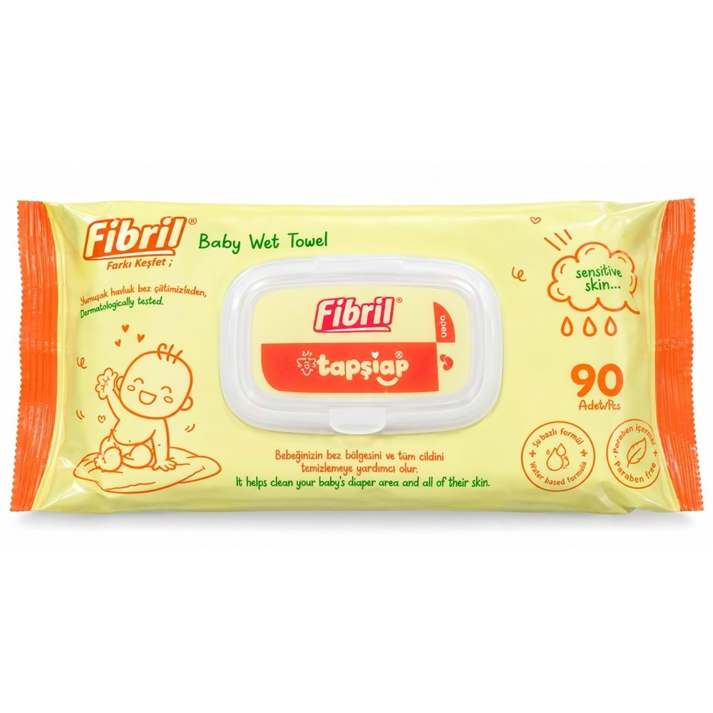 Fibril Islak Havlu Mendil 90 Yaprak Bebek Plastik Kapaklı (48 Li Set) 4320 Yaprak