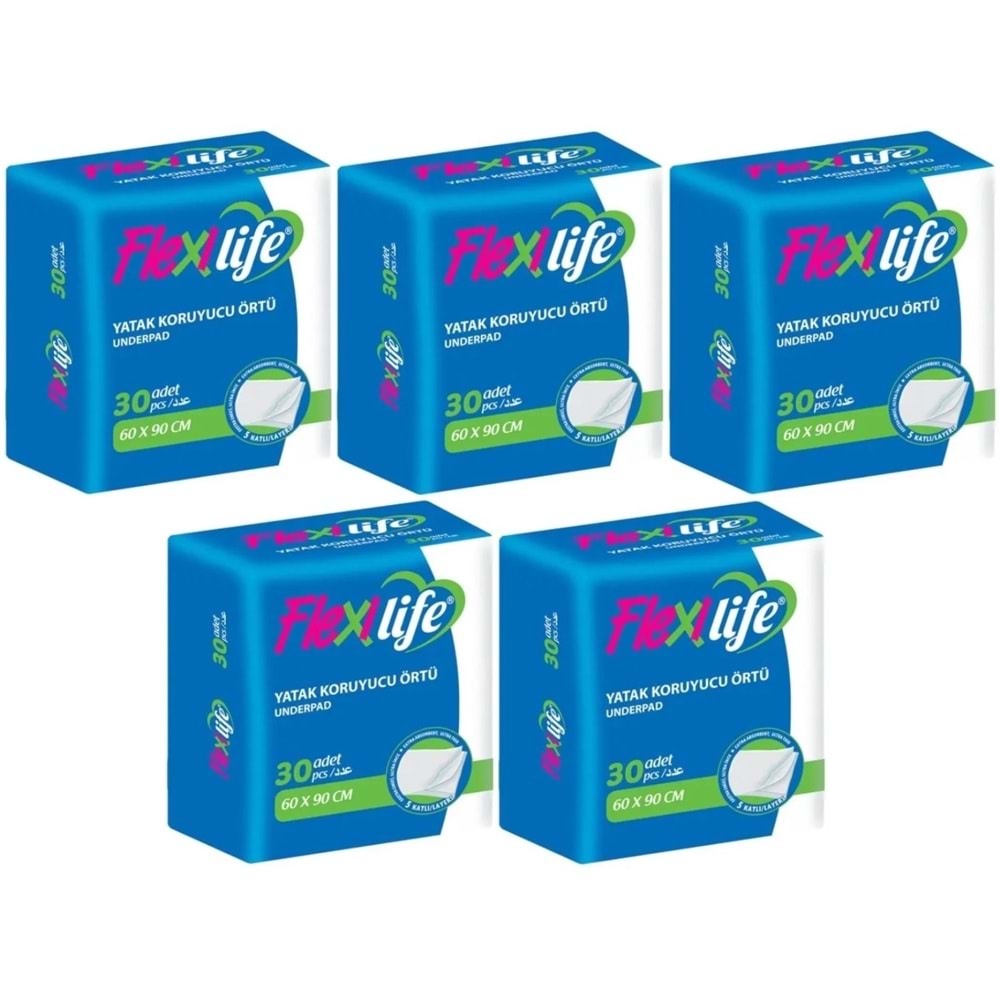Flexi Life Yetişkin Alt Açma Yatak Koruyucu Örtü 60*90CM Klasik 150 Adet (5PK*30)