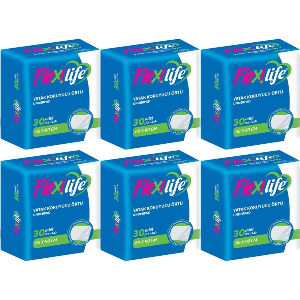Flexi Life Kedi - Köpek - Evcil Hayvan Çiş Tuvalet Eğitim Pedi 60*90CM 180 Adet (6PK*30)