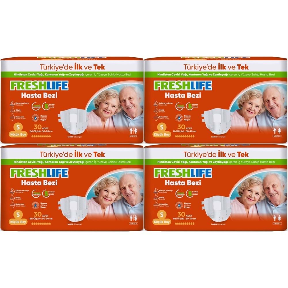 FreshLife Yetişkin Bezi Bel Bantlı S - Küçük - Small 120 Adet (4PK*30)