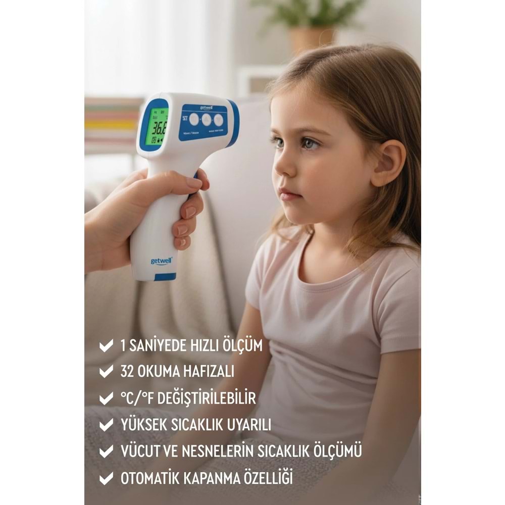 Getwell (Avantaj Pk 2) Ateş Ölçer Kızıl Ötesi Alından - Temassız / Üst Koldan Tansiyon Ölçme Aleti