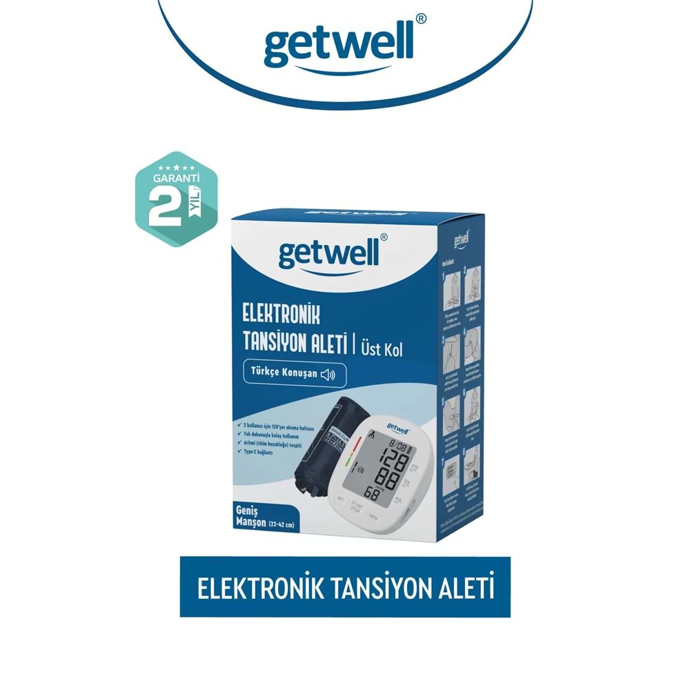 Getwell (Avantaj Pk 2) Ateş Ölçer Kızıl Ötesi Alından - Temassız / Üst Koldan Tansiyon Ölçme Aleti