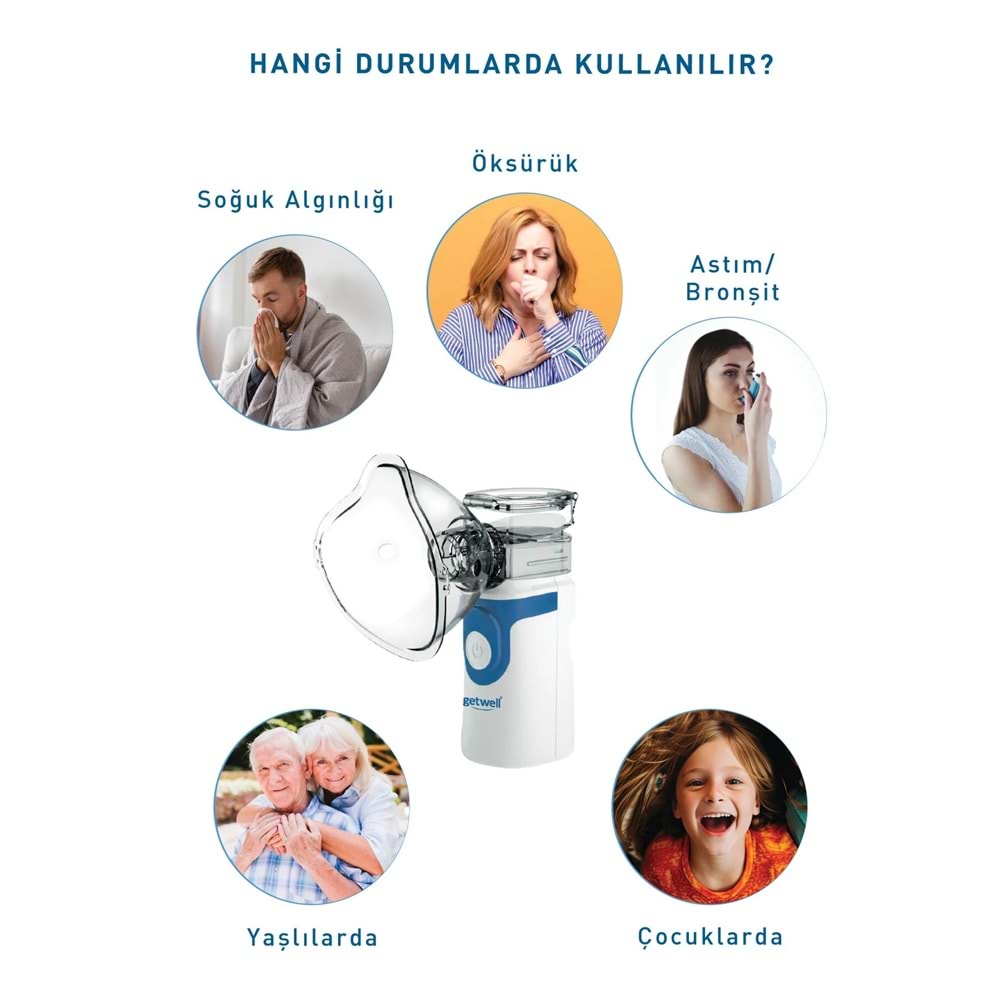 Getwell (Avantaj Pk 3) Konuşan Üst Koldan Tansiyon Aleti - Ölçme Cihazı / Mesh Nebulizatör Şarjlı