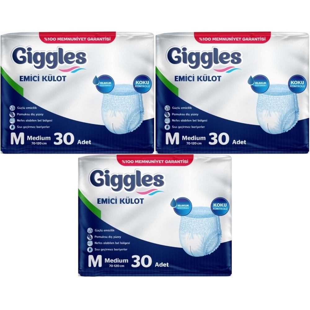 Giggles Yetişkin Bezi Emici Külot M-Orta Medium 90 Adet (3PK*30)