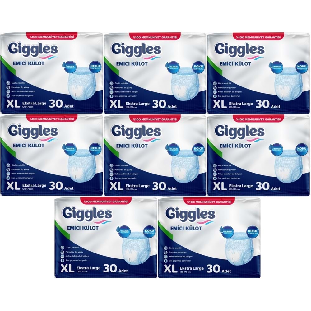 Giggles Yetişkin Bezi Emici Külot Ekstra Büyük (XL) 240 Adet (8PK*30)
