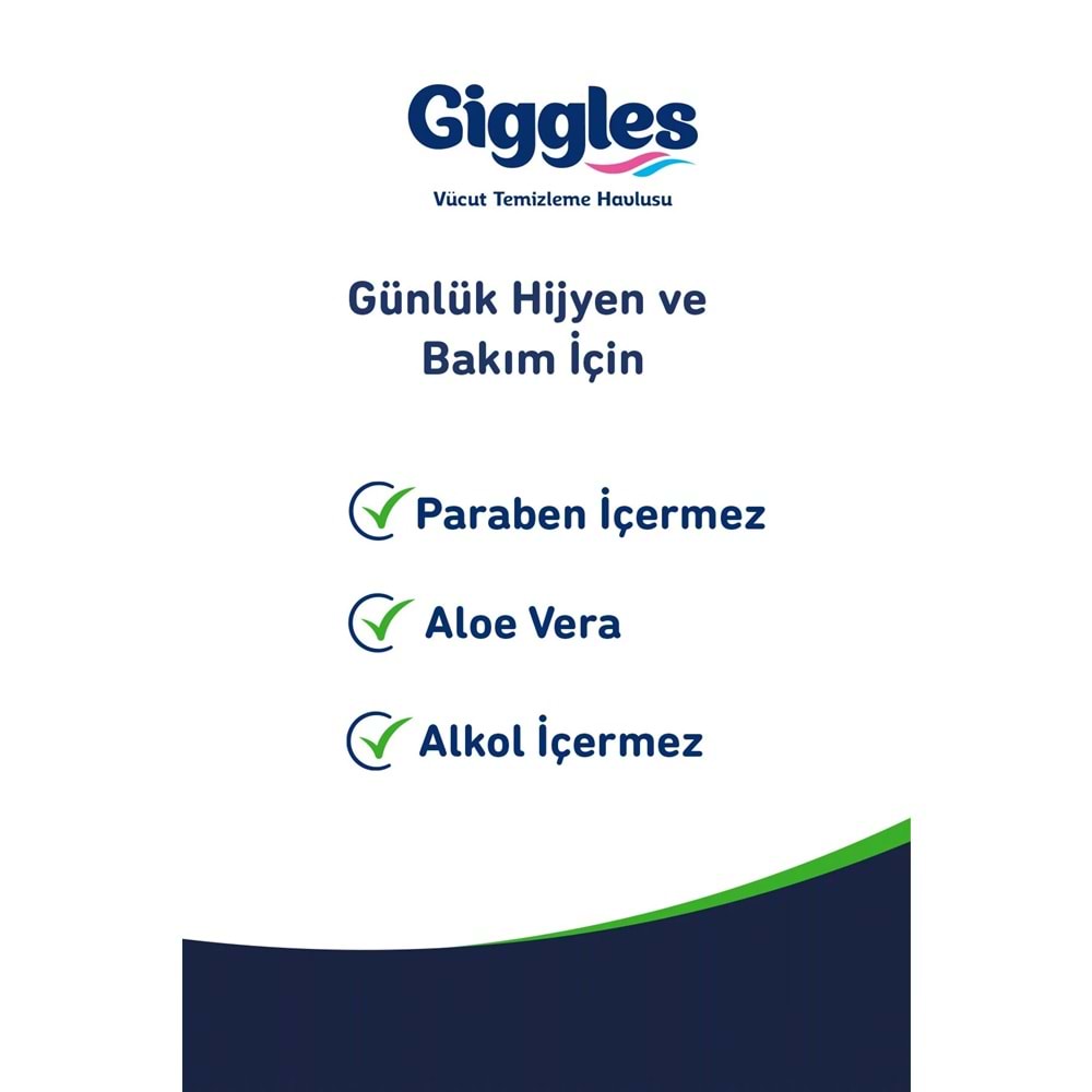 Giggles Yetişkin Vücut Temizleme Islak Mendil Havlu 400 Yaprak XL (Beyaz Sabun Kokulu) (8PK*50)