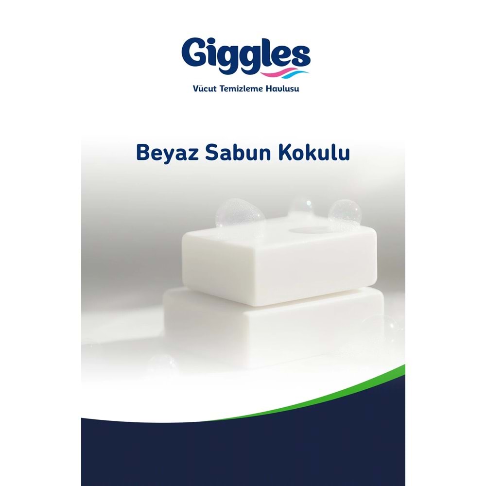 Giggles Yetişkin Vücut Temizleme Islak Mendil Havlu 400 Yaprak XL (Beyaz Sabun Kokulu) (8PK*50)