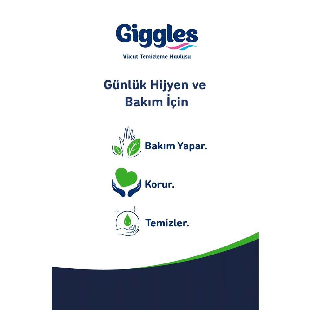 Giggles Yetişkin Vücut Temizleme Islak Mendil Havlu 600 Yaprak XL (Beyaz Sabun Kokulu) (12PK*50)