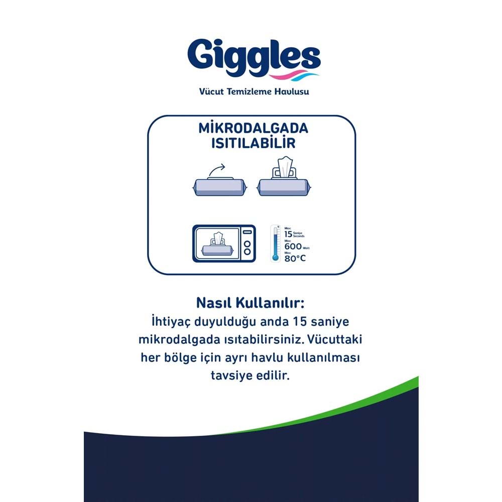 Giggles Yetişkin Vücut Temizleme Islak Mendil Havlu 600 Yaprak XL (Beyaz Sabun Kokulu) (12PK*50)