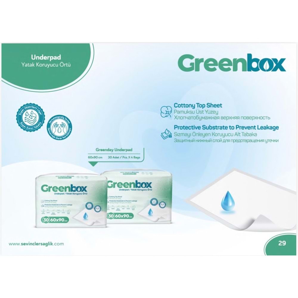 Greenbox Yetişkin Yatak Koruyucu Alt Açma Örtü 60x90 CM Adet 90 Adet