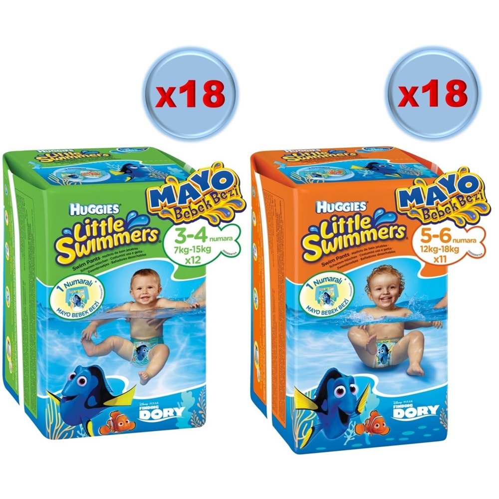 Huggıes Little Swımmers Mayo Bebek Bezi Karma Koli 3-4 ve 5-6 Beden 36 Paket (Standlı Koli)