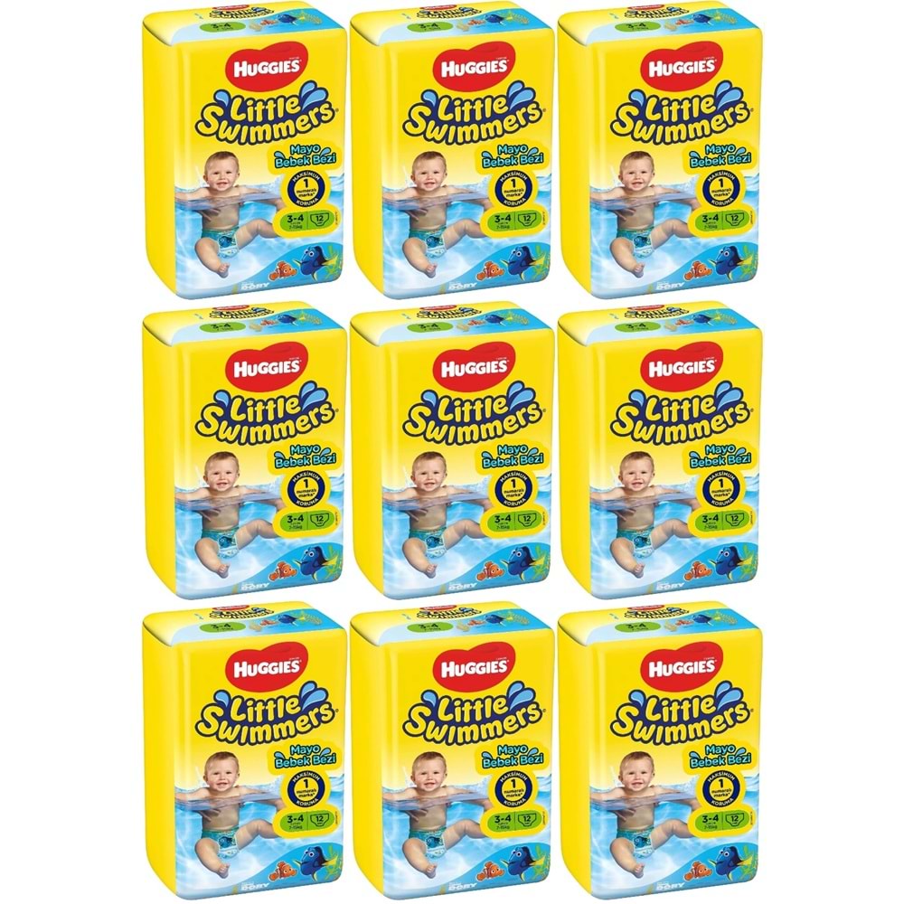 Huggıes Little Swımmers Mayo Bebek Bezi 3-4 Beden 7-15 KG 108 Adet 9PK*12