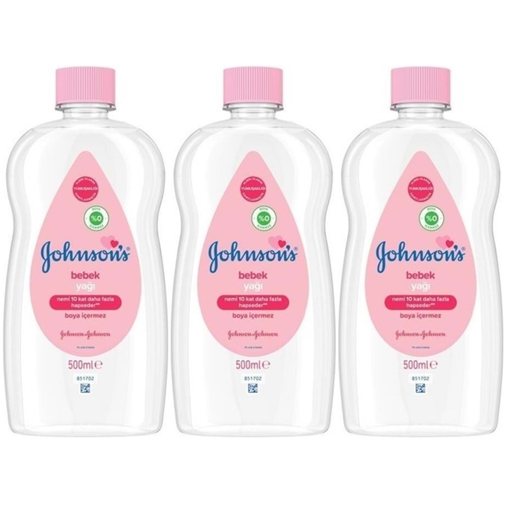 Johnsons Baby Bebek Yağı 500ML Nemlendirici (Pembe) (3 Lü Set)