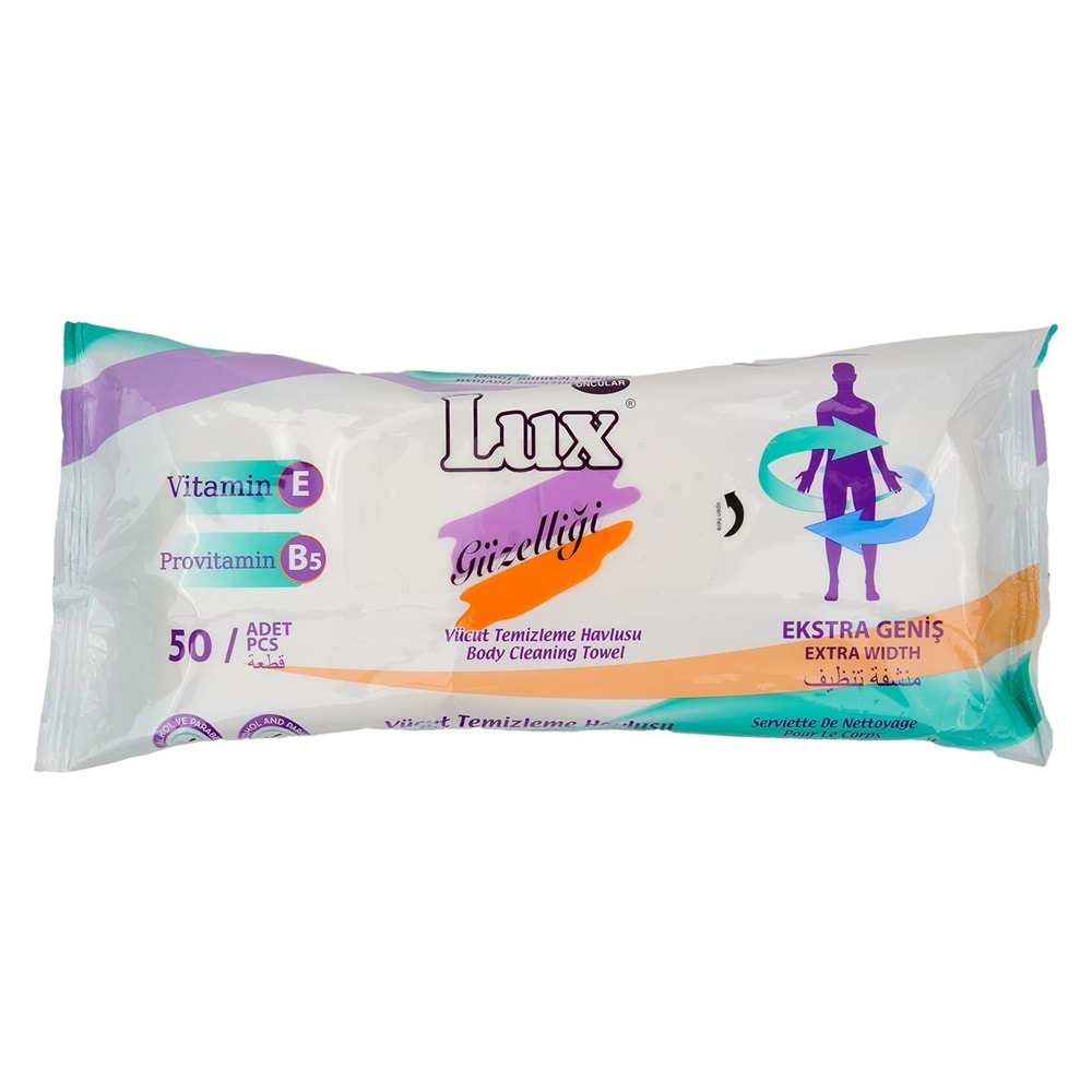 Lux Yetişkin Vücut Temizleme Islak Mendil Havlu 50 Yaprak XL (18 Li Set)