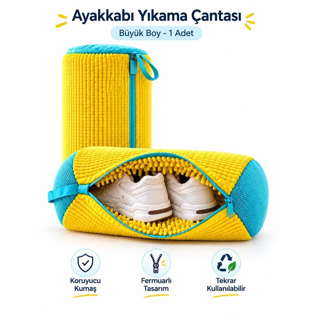 Mandaş Büyük Boy Ayakkabı Yıkama Torba File Özel Makarna Kumaş Makinede Deforme Önleyici (10 Lu Set)