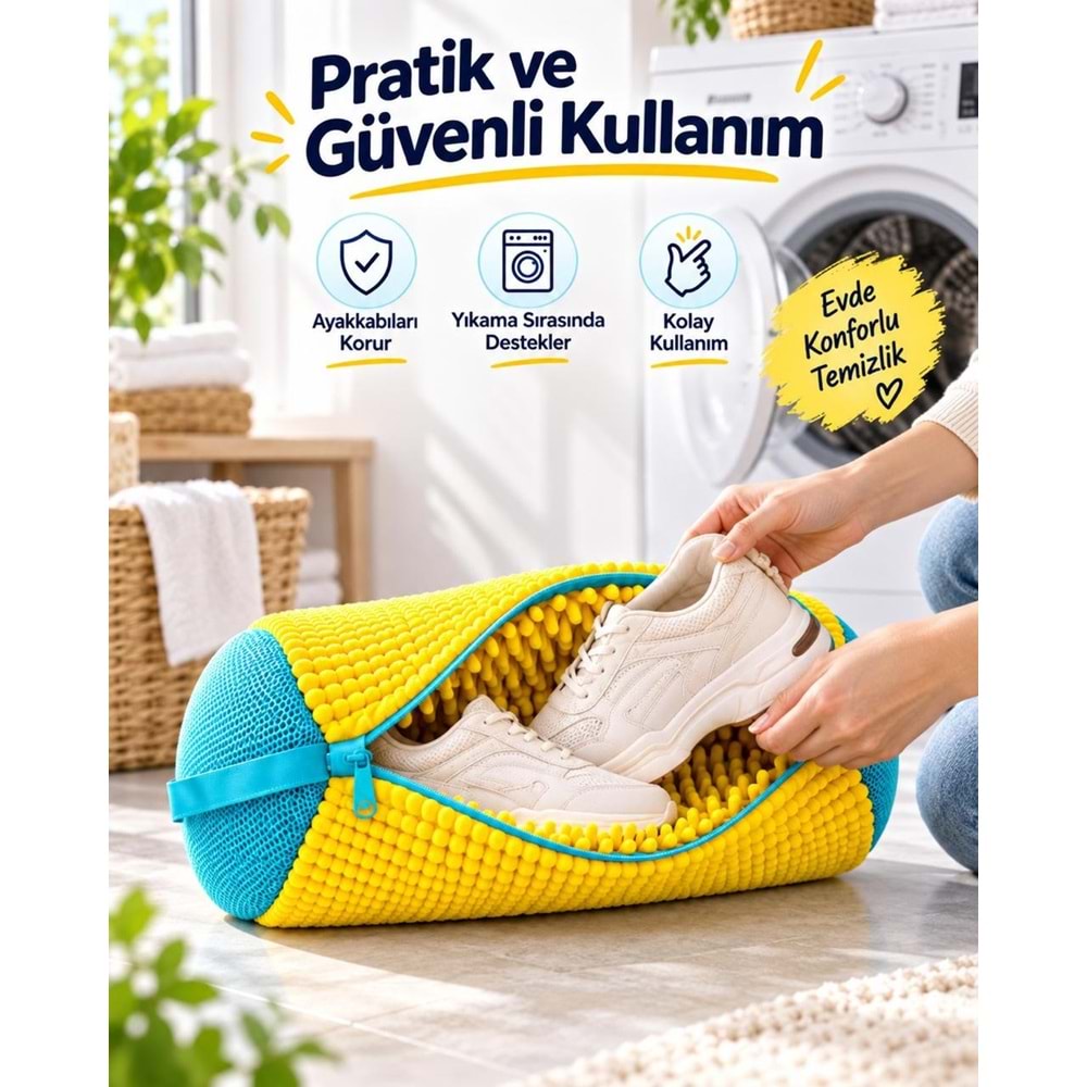 Mandaş Büyük Boy Ayakkabı Yıkama Torba File Özel Makarna Kumaş Makinede Deforme Önleyici (10 Lu Set)