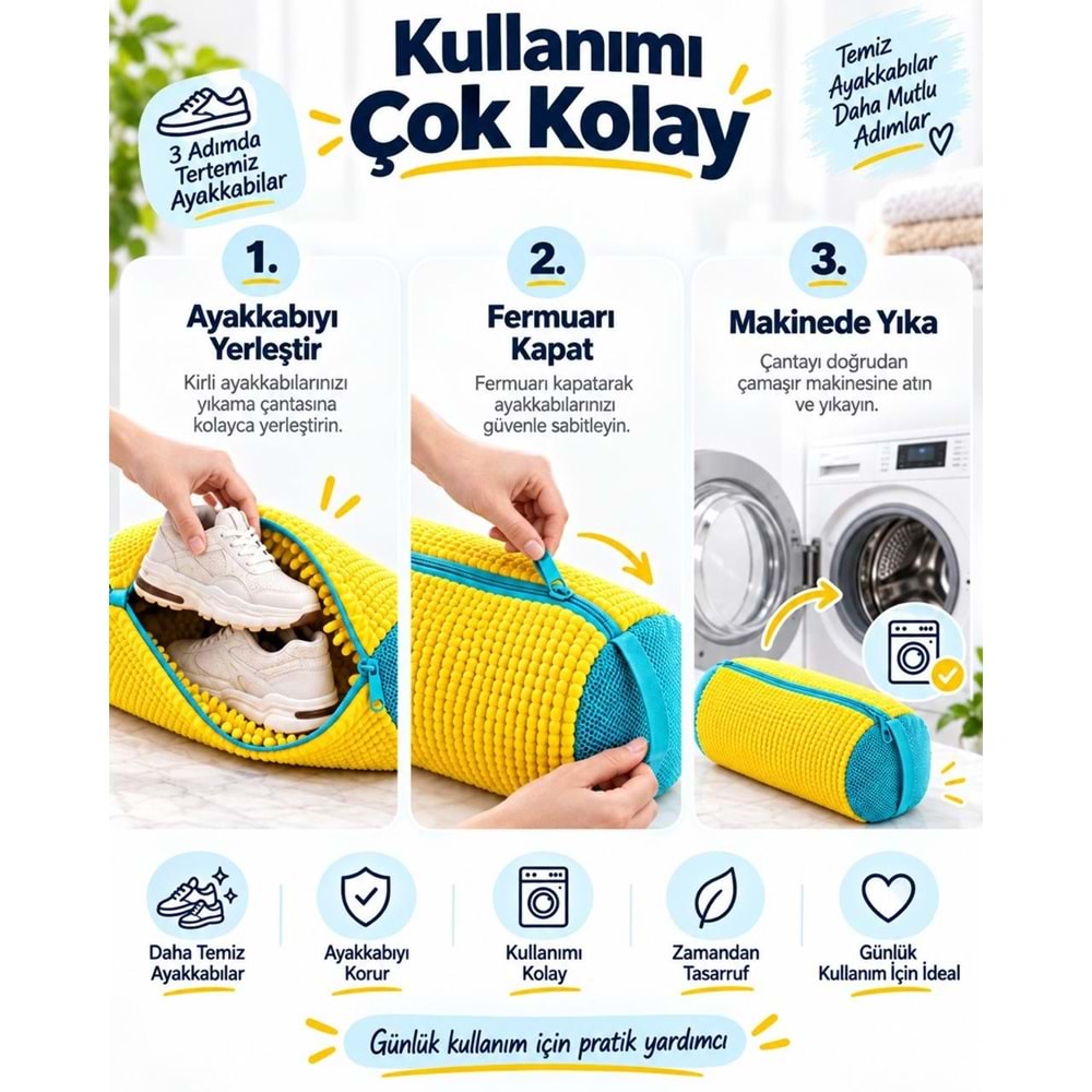 Mandaş Büyük Boy Ayakkabı Yıkama Torba File Özel Makarna Kumaş Makinede Deforme Önleyici (10 Lu Set)