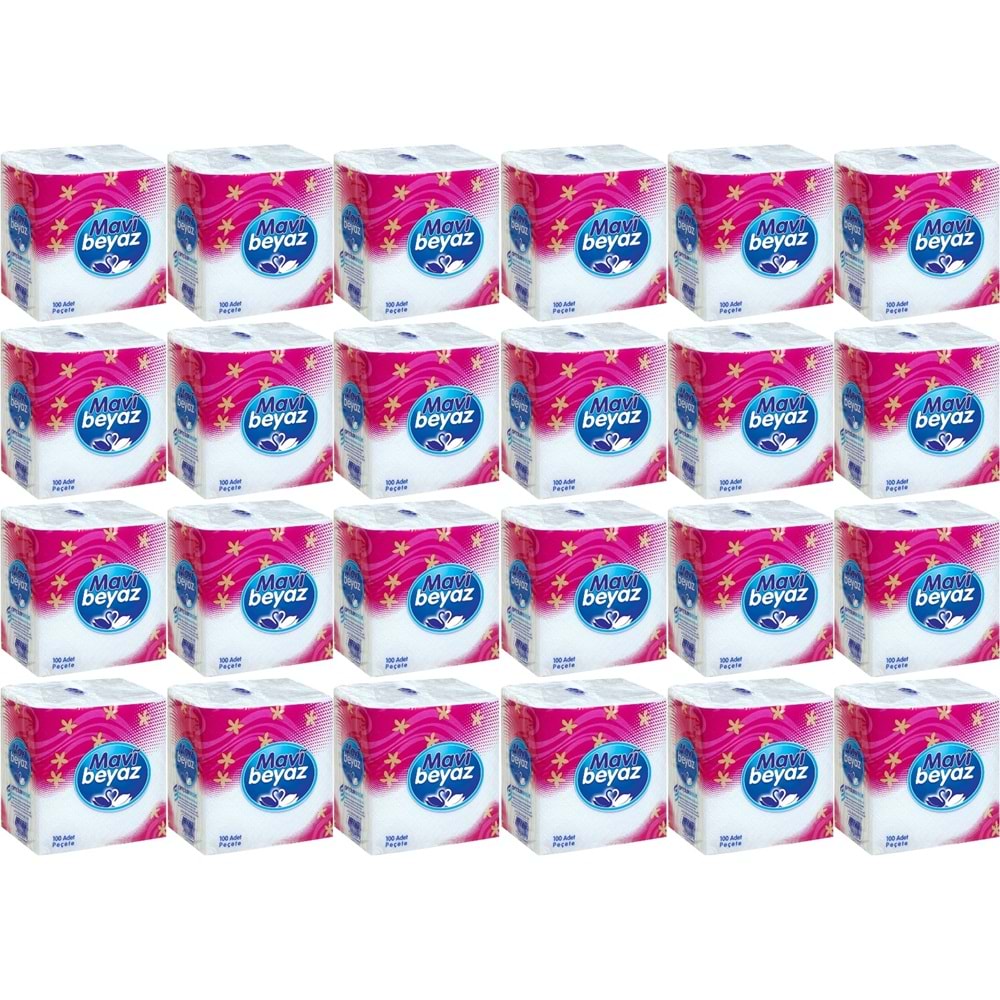 Mavi Beyaz Peçete 100 Adet (30*30CM) (24 Lü Set) 1 koli