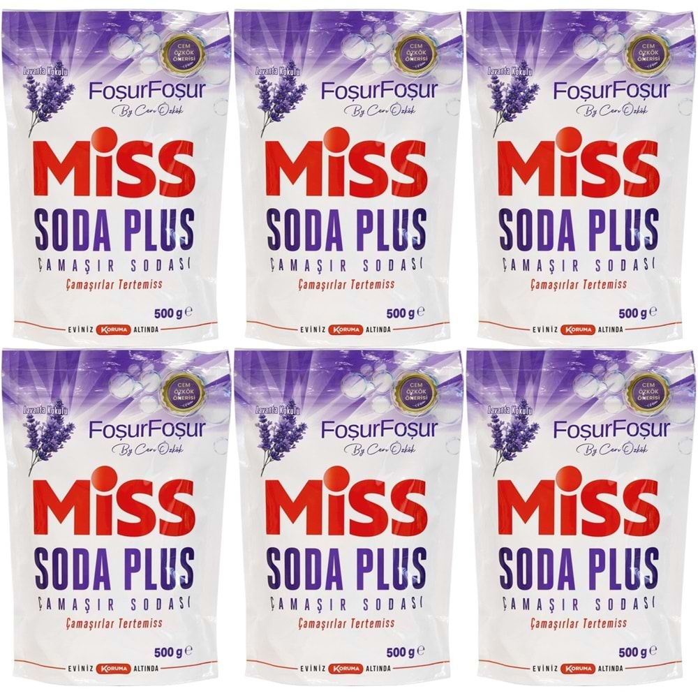 Miss Soda Plus Çamaşır Sodası 500 GR Lavanta (6 Lı Set) Toplam 3000 GR