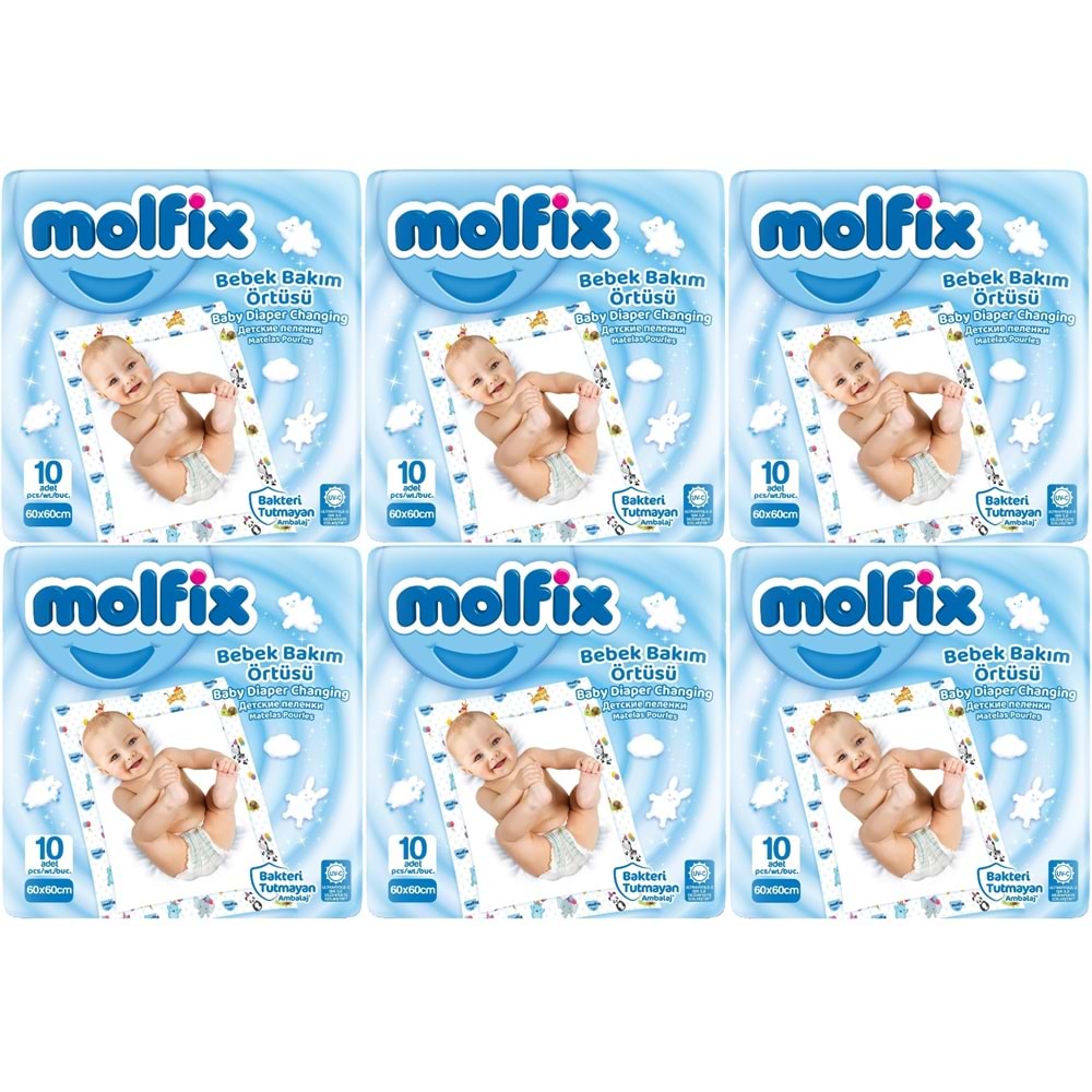 Molfix Bebek Bakım Alt Açma Örtüsü 6 Lı Set 60 Adet (6Pk*10)