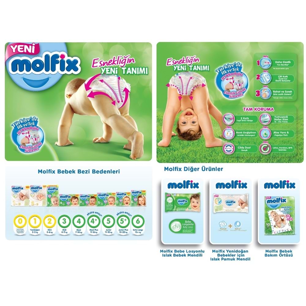 Molfix Bebek Bezi 4+ Beden 9-16 KG Maxi Plus 156 Adet Aylık Fırsat Pk