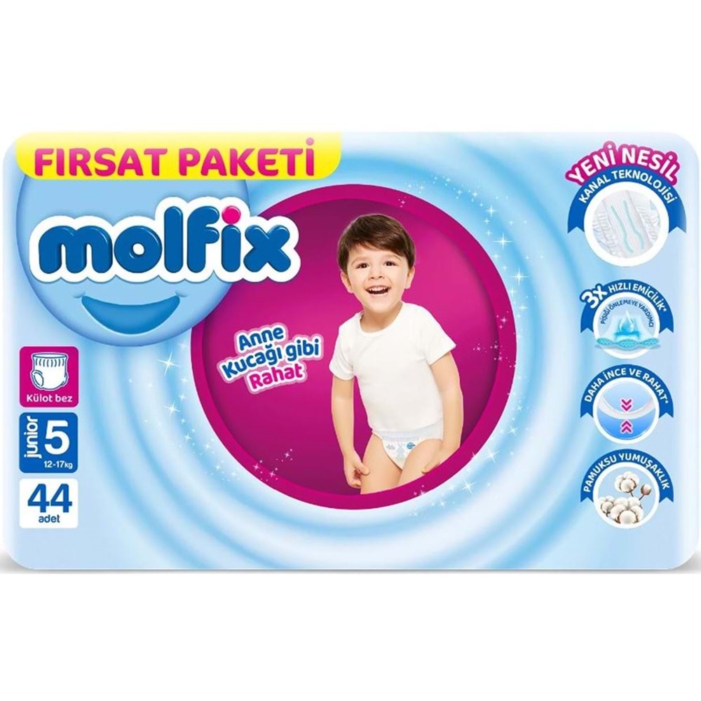 Molfix Külot Bebek Bezi 5 Beden 12-17 KG Junior 132 Adet Aylık Fırsat Pk