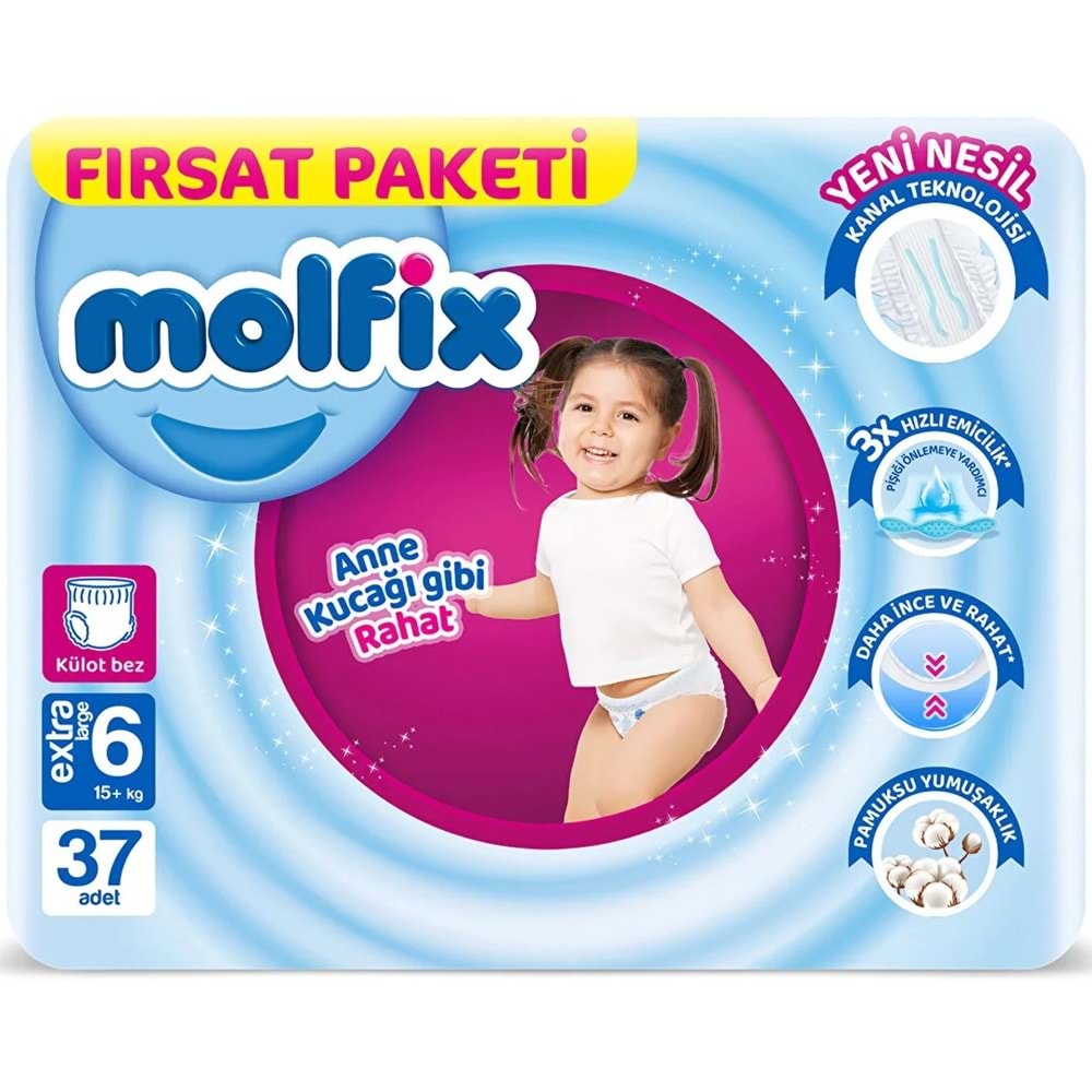 Molfix Külot Bebek Bezi 6 Beden 15+ KG Extra Large 185 Adet MeGa Fırsat Pk