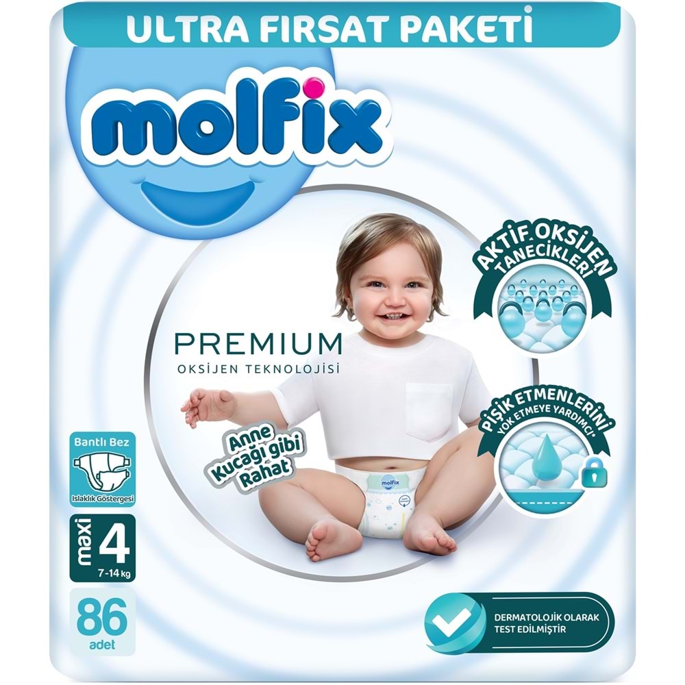 Molfix Premium Bebek Bezi 4 Beden 7-14 KG Maxi 344 Adet Avantaj Ultra Fırsat Pk