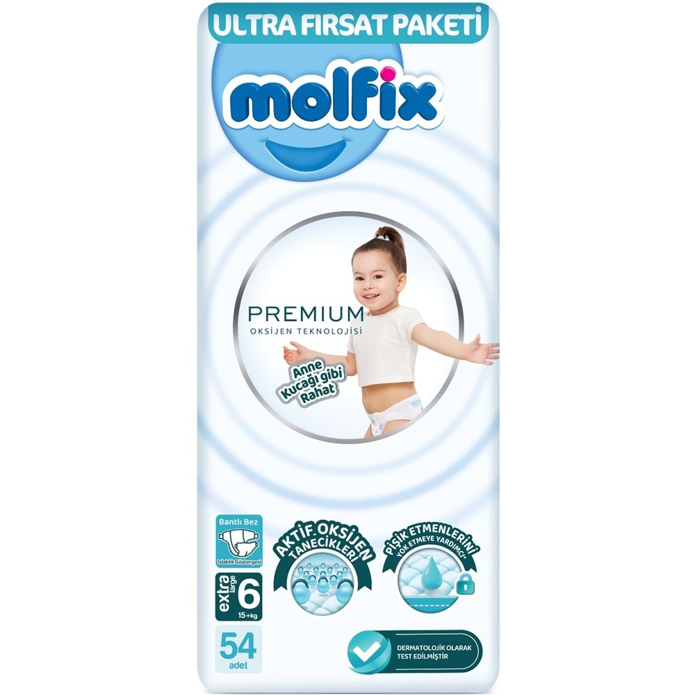 Molfix Premium Bebek Bezi 6 Beden 15+ KG Extra Large 324 Adet Ekstra Ultra Fırsat Pk
