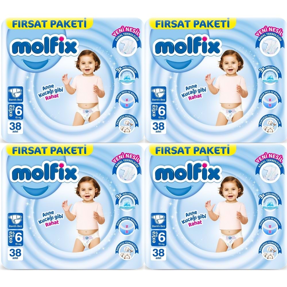 Molfix Bebek Bezi 6 Beden 15+ KG Extra Large 152 Adet Avantaj Fırsat Pk