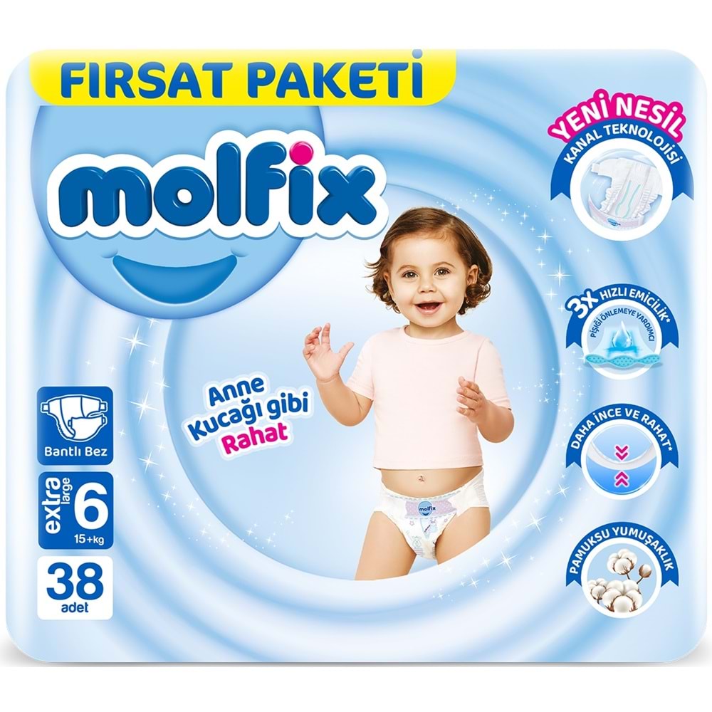 Molfix Bebek Bezi 6 Beden 15+ KG Extra Large 228 Adet Ekstra Fırsat Pk
