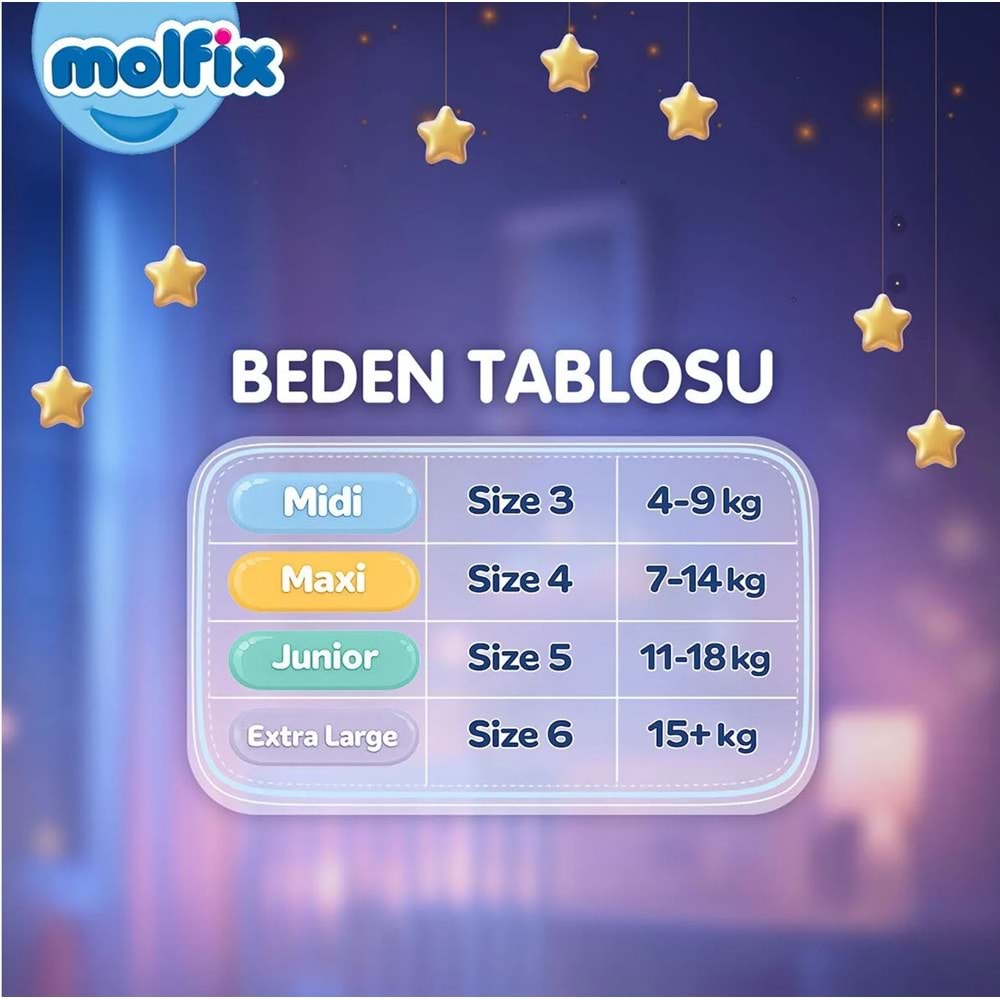 Molfix Tatlı Rüyalar Bebek Bezi 4 Beden 7-14 KG Maxi 152 Adet Ekonomik Fırsat Pk