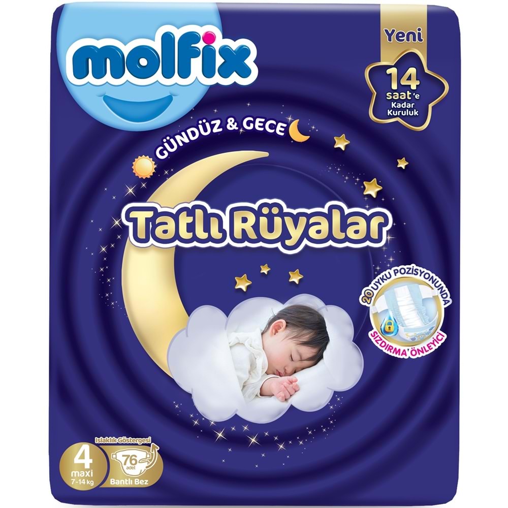 Molfix Tatlı Rüyalar Bebek Bezi 4 Beden 7-14 KG Maxi 456 Adet Ekstra Fırsat Pk