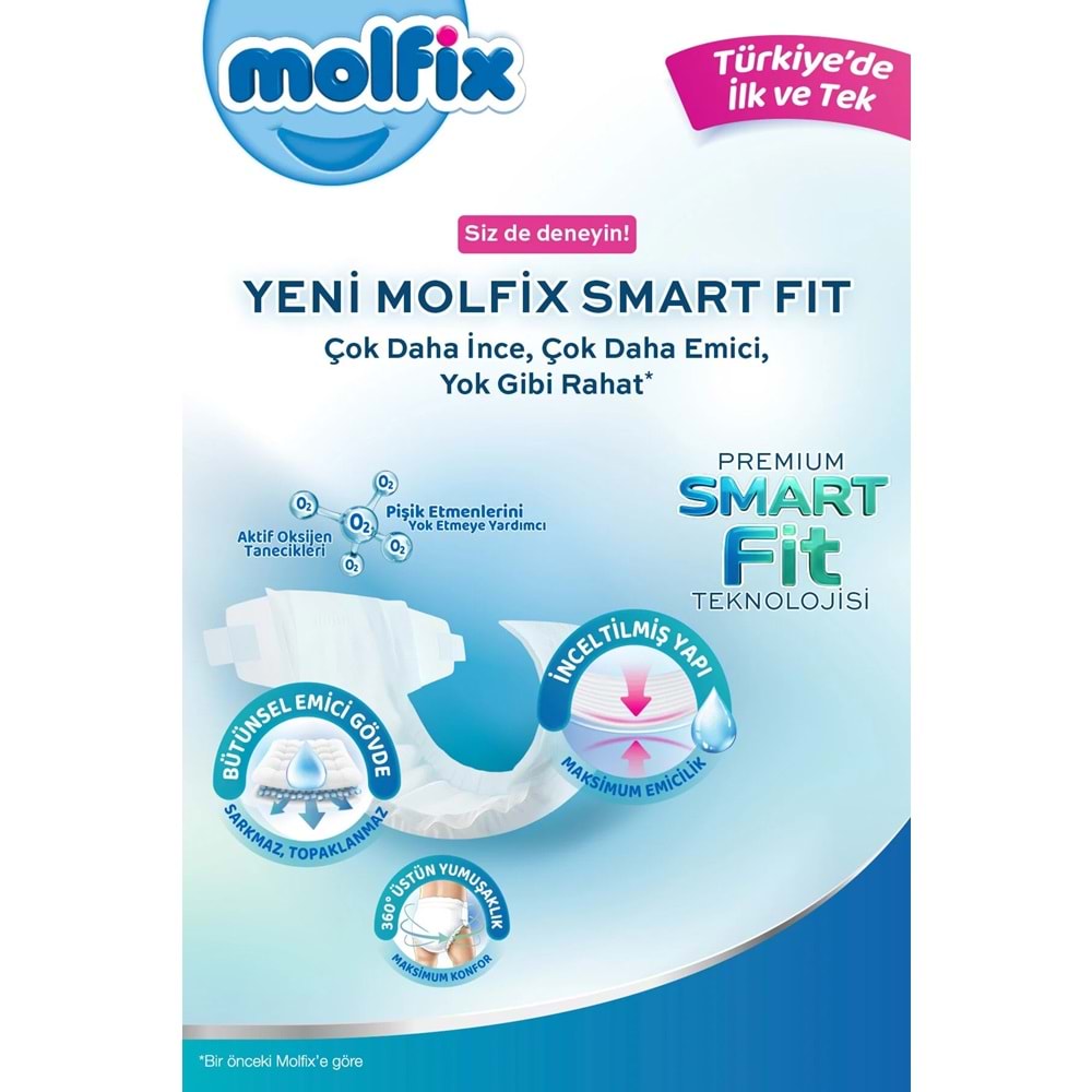 Molfix Premium Smart Fit Bebek Bezi 6 Beden 15+ KG Extra Large 108 Adet Ekonomik Ultra Fırsat Pk