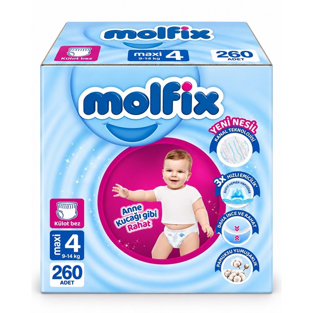 Molfix Külot Bebek Bezi 4 Beden 9-14 KG Maxi 260 Adet Mega Fırsat Pk