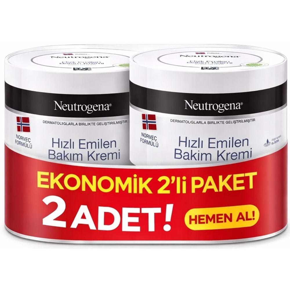 Neutrogena Norveç Formülü Hızlı Emilen Bakım Kremi 200ML+200ML 400ML Avantaj PK (3 Lü Set)