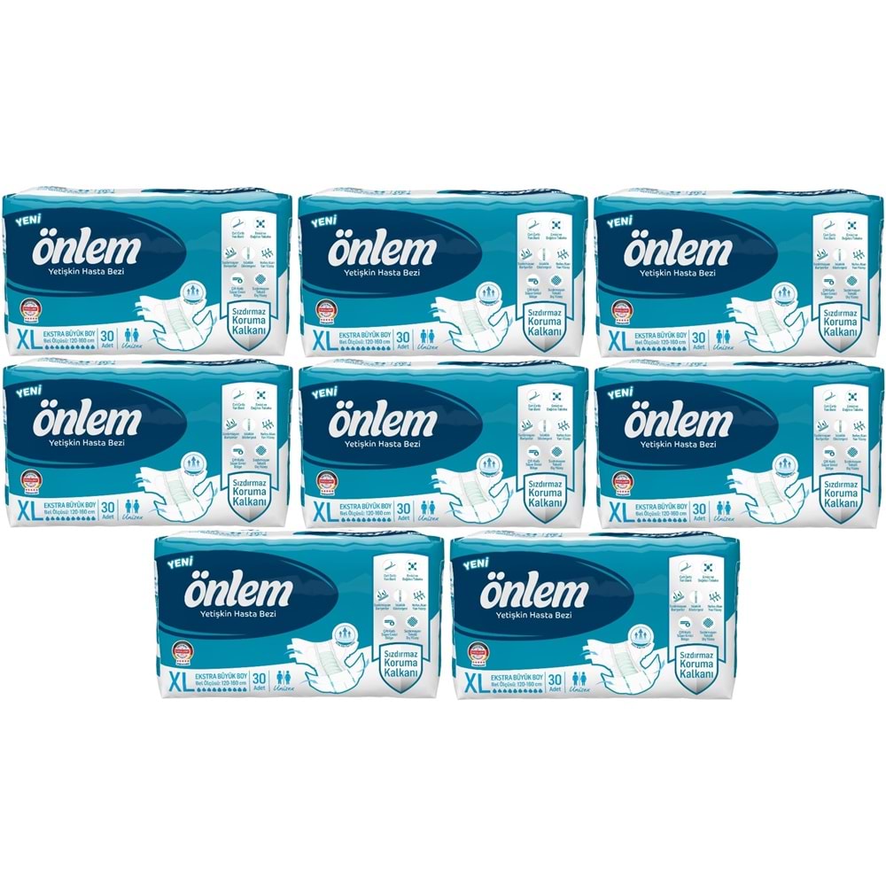 Önlem Yetişkin Bezi Bel Bantlı Tekstil Yüzey XL - Extra Large - Ekstra Büyük 240 Adet (8PK*30)