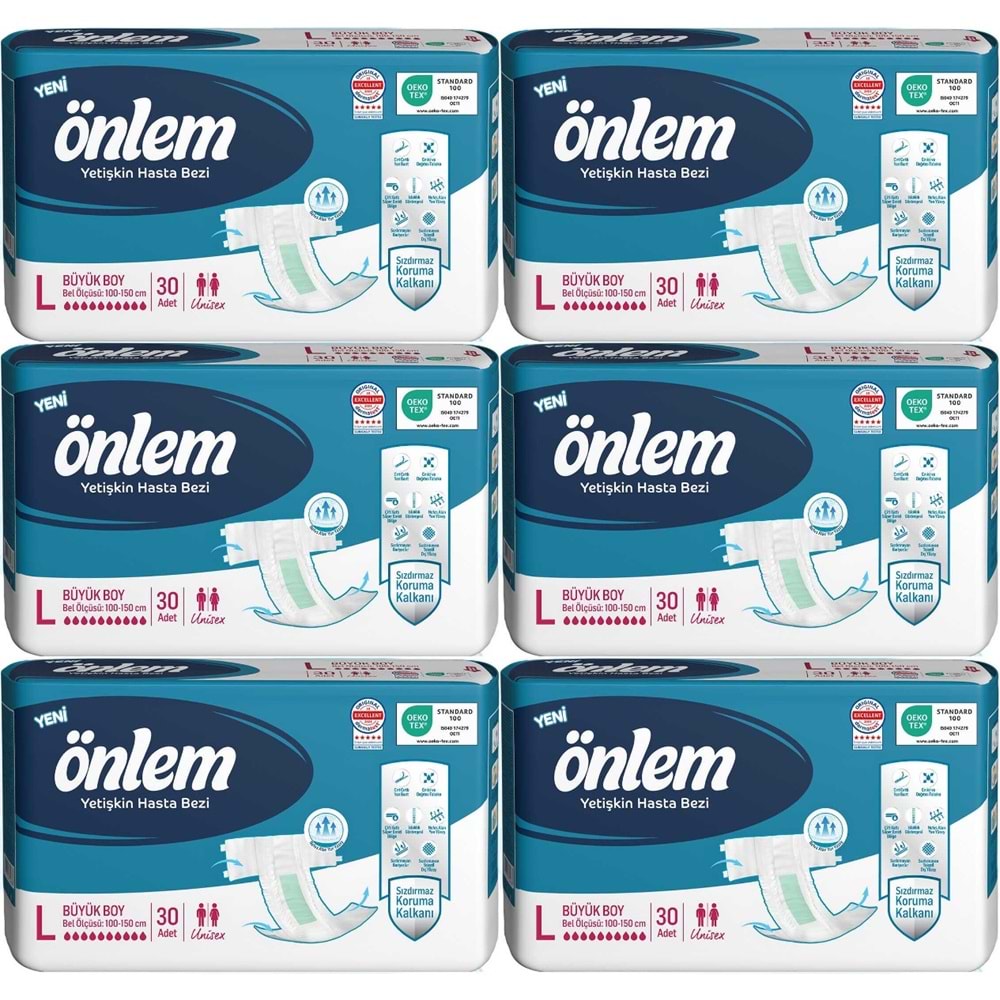 Önlem Yetişkin Bezi Bel Bantlı Tekstil Yüzey L - Large - Büyük 180 Adet (6PK*30)