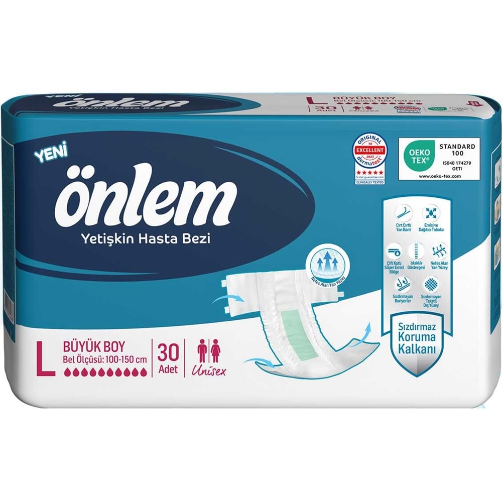 Önlem Yetişkin Bezi Bel Bantlı Tekstil Yüzey L - Large - Büyük 180 Adet (6PK*30)
