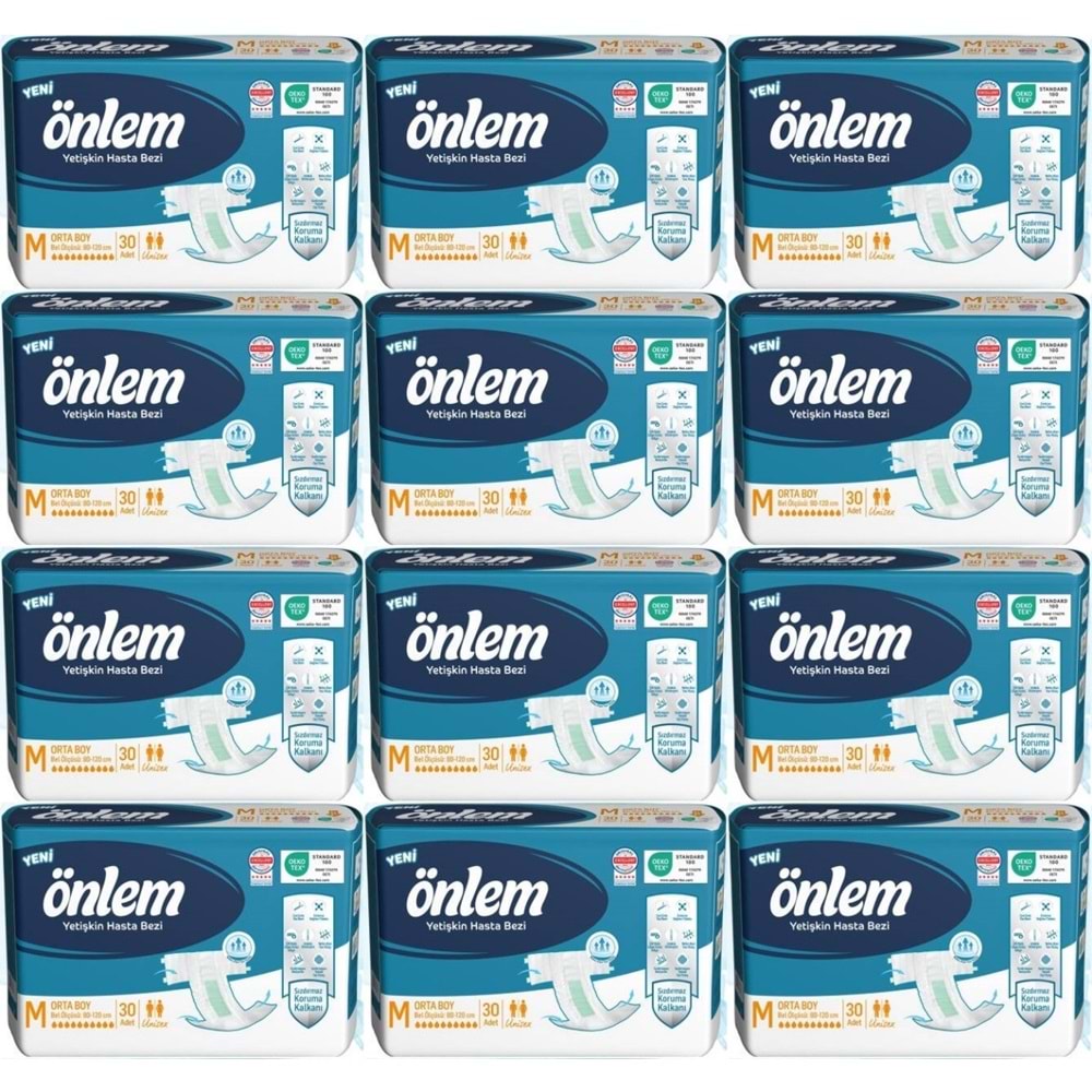 Önlem Yetişkin Bezi Bel Bantlı Tekstil Yüzey M - Medium - Orta 360 Adet (12PK*30)