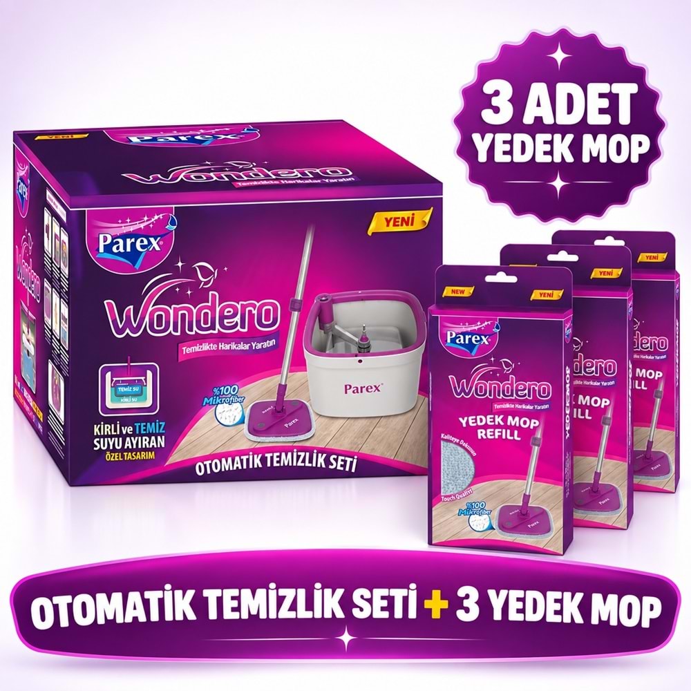 Parex Wondero Otomatik Temizlik Seti (Temiz & Kirli Suyu Ayıran Özellik) + Yedek 3 Adet Avantaj Set