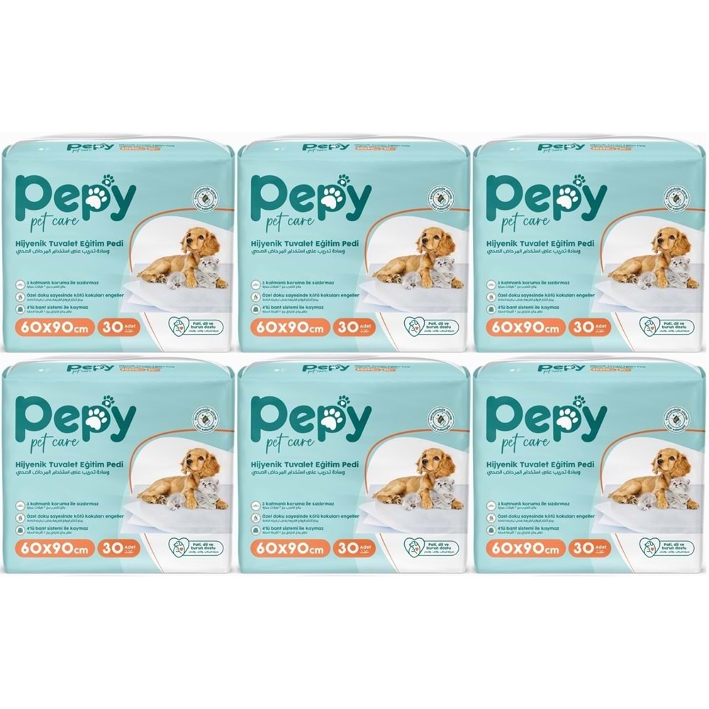 Pepy Evcil Hayvan Tuvalet Eğitim Pedi 60*90CM 180 Adet (6PK*30)
