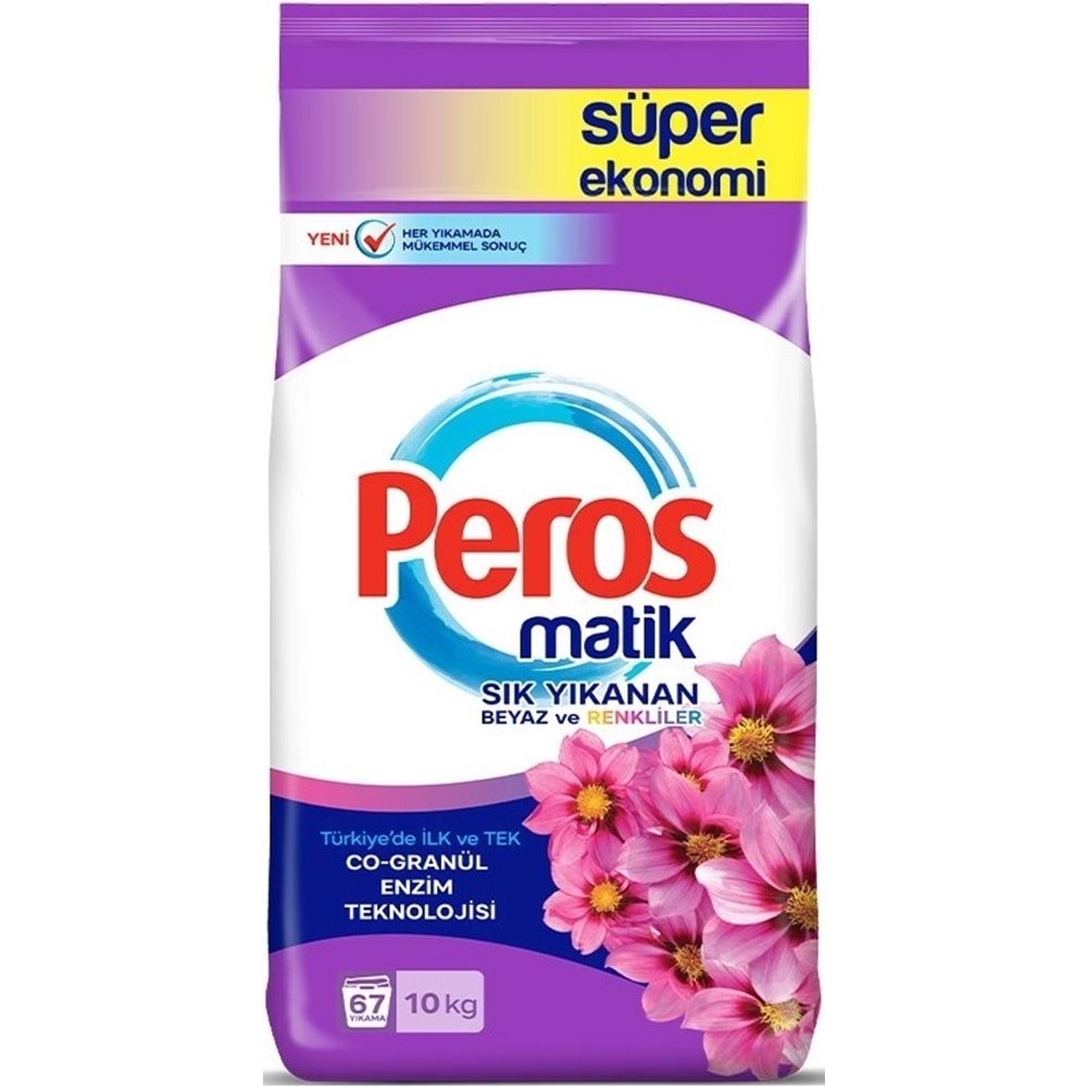 Peros Matik Toz Çamaşır Deterjanı 20KG Yıldız-Yasemin Çiçeği (Beyaz ve Renkli)(134 Yıkama)(2PK*10KG)