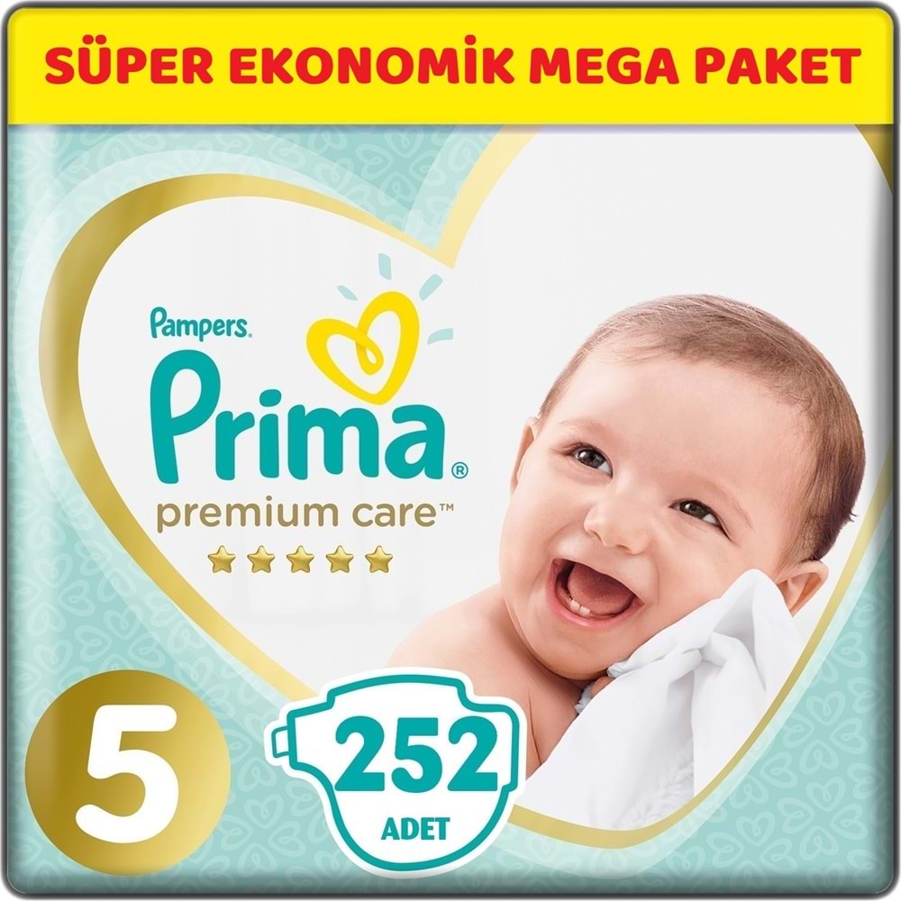 Prima Premium Care Bebek bezi 5 Beden 11-16 KG Junior 252 Adet Süper Ekonomik MeGa Pk