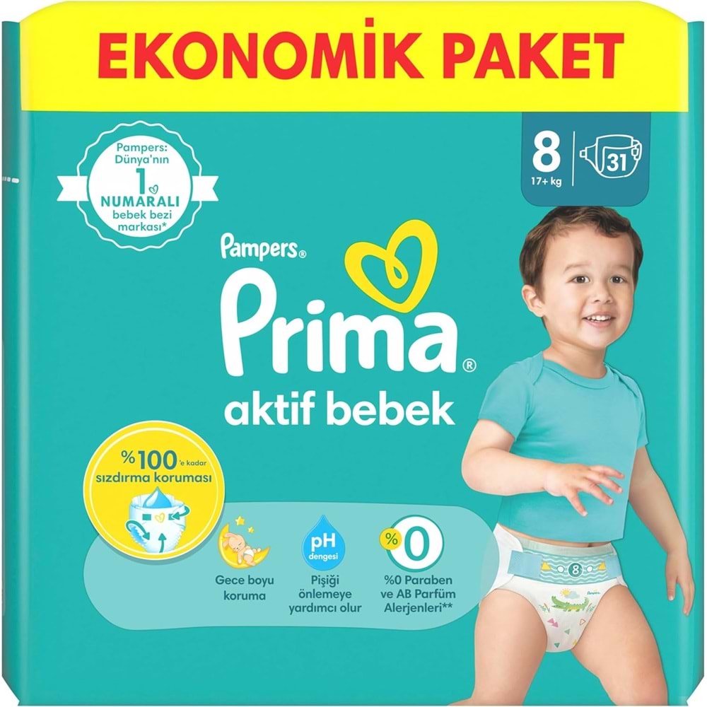 Prima Bebek Bezi 8 Beden 17+ KG XXXLarge 248 Adet Ultra Ekonomik Fırsat Pk