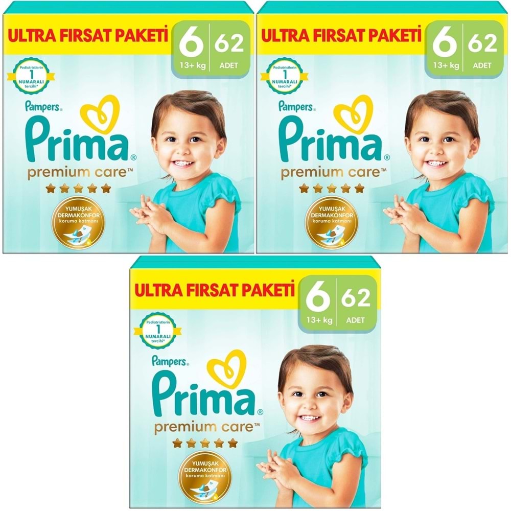 Prima Premium Care Bebek Bezi 6 Beden 13+ Extra Large 186 Adet Süper Fırsat Pk