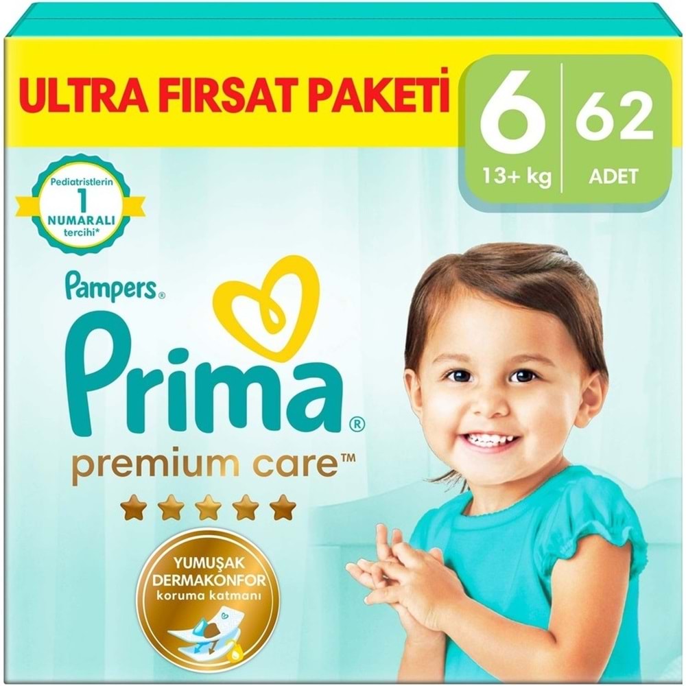 Prima Premium Care Bebek Bezi 6 Beden 13+ Extra Large 186 Adet Süper Fırsat Pk