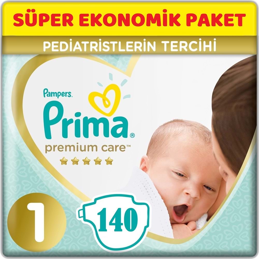 Prima Premium Care Bebek Bezi 1 Beden 2-5 KG Yeni Doğan 140 Adet Süper Ekonomik Pk