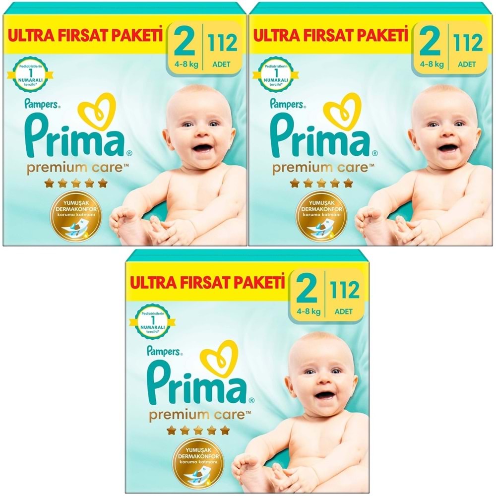 Prima Premium Care Bebek Bezi 2 Beden 4-8 KG Mini 336 Adet Aylık Ultra Fırsat Pk