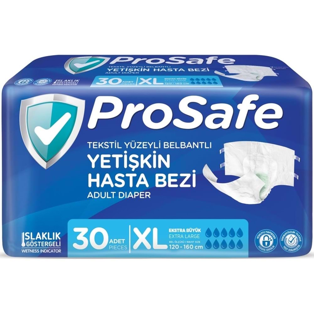 Prosafe Yetişkin Bezi Bel Bantlı Tekstil Yüzey XL-Extra Large Boy 150 Adet (5PK*30)